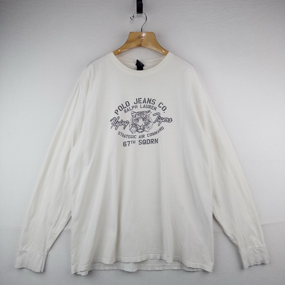 90's Vtg Polo Jeans Ralph Lauren Flying Tigers Shirt Men's XL Long Sleeve